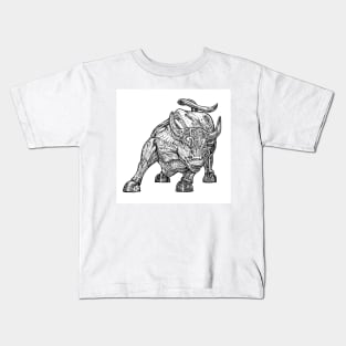 WALL STREET BULL ink portrait Kids T-Shirt